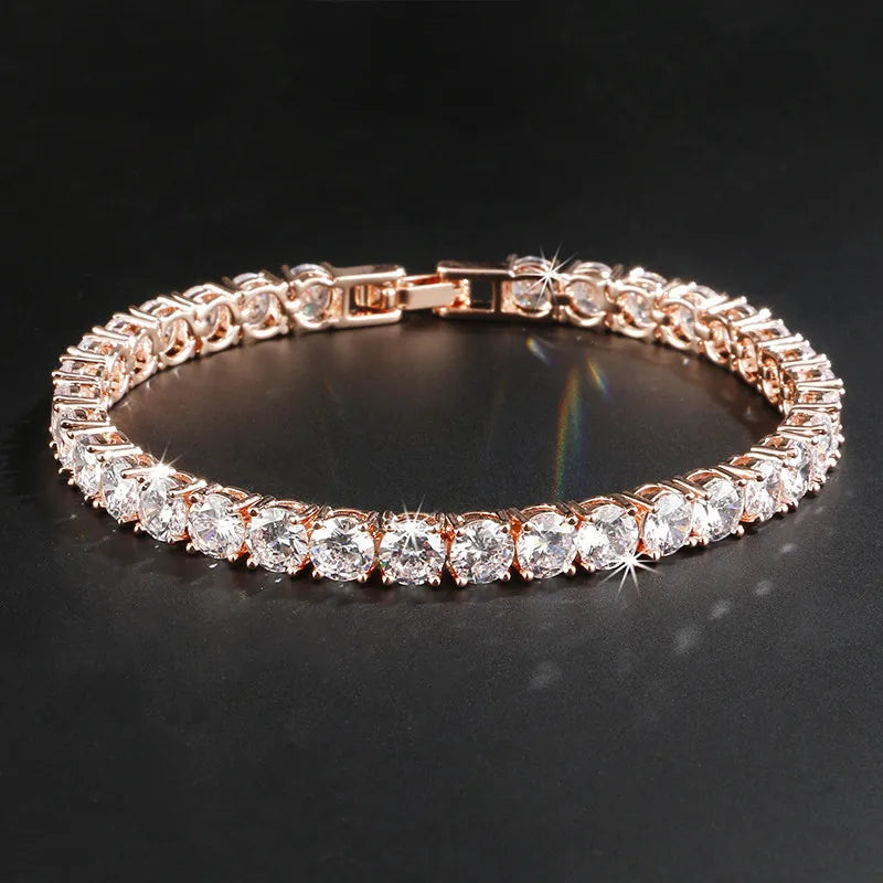 5Mm Hip Hop Tennis Chain Bracelets Bling Gold Plated Men Women Party Jewelry Gift