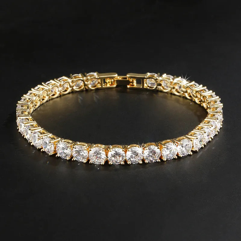 5Mm Hip Hop Tennis Chain Bracelets Bling Gold Plated Men Women Party Jewelry Gift