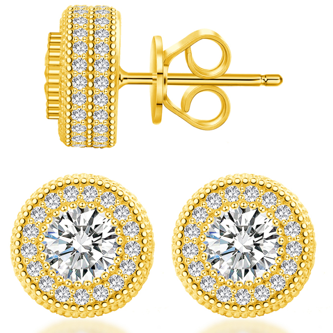 14mm Round Stacked Earrings Moissanite S925