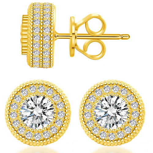 14mm Round Stacked Earrings Moissanite S925