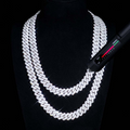 14mm 2 Row Cuban Link Chain Moissanite S925