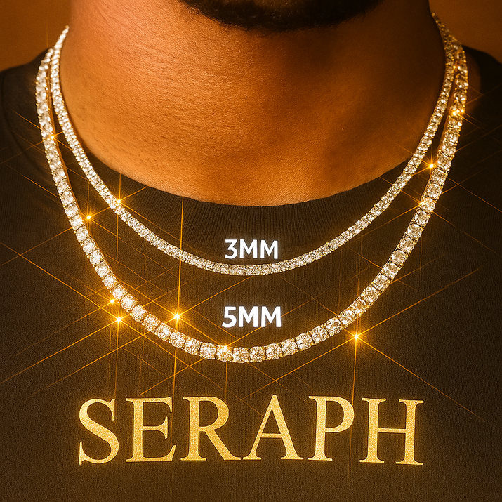 Necklace with a continuous line of round stones forming a sparkling chain.