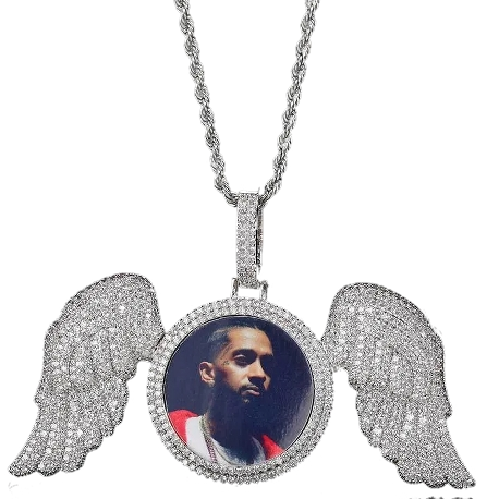 Custom Photo Circle Pendant Moissanite S925