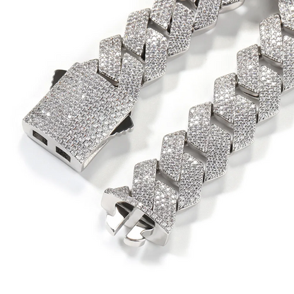 Moissanite + 925 Cuban Link Chain (Prong Style)