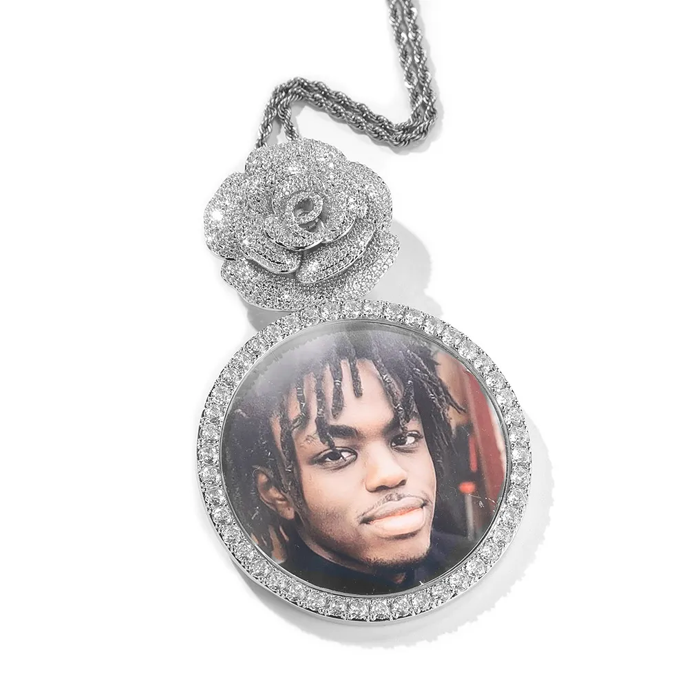 Custom Photo Circle Pendant Moissanite S925