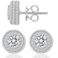 14mm Round Stacked Earrings Moissanite S925