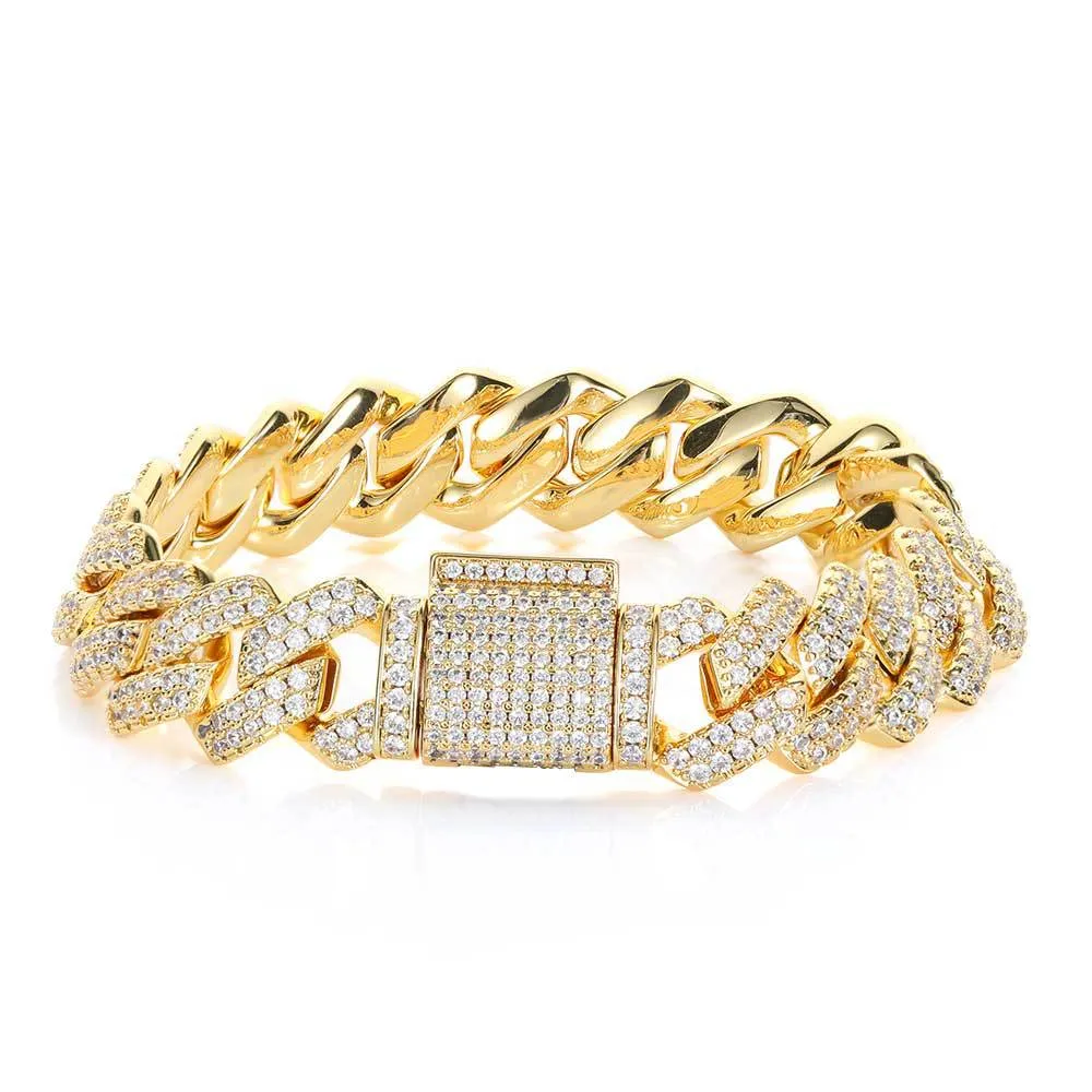 8-14mm 2 Row Cuban Link Bracelet Moissanite S925