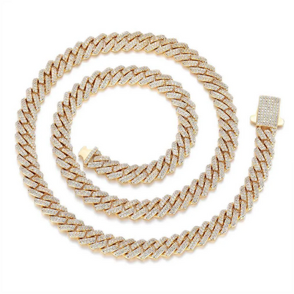 Moissanite + 925 Cuban Link Chain (Prong Style)