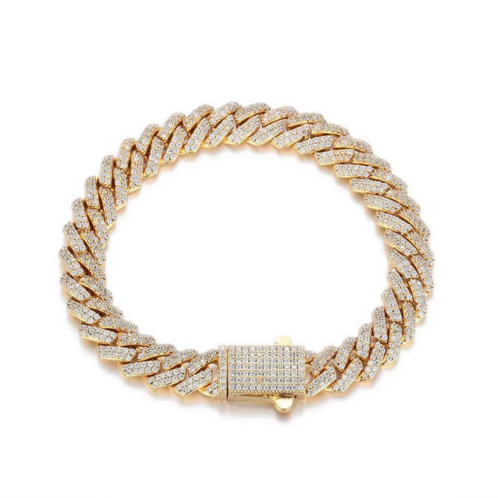 Moissanite + 925 Cuban Link Bracelet (Prong Style)