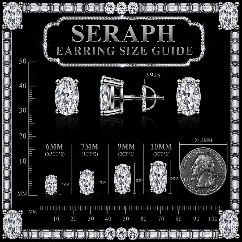 Oval Stud Earrings Moissanite S925