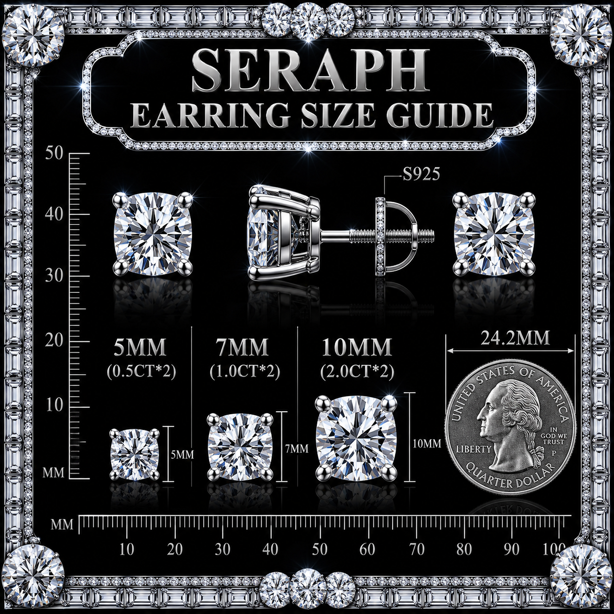 Round Stud Earrings Moissanite S925
