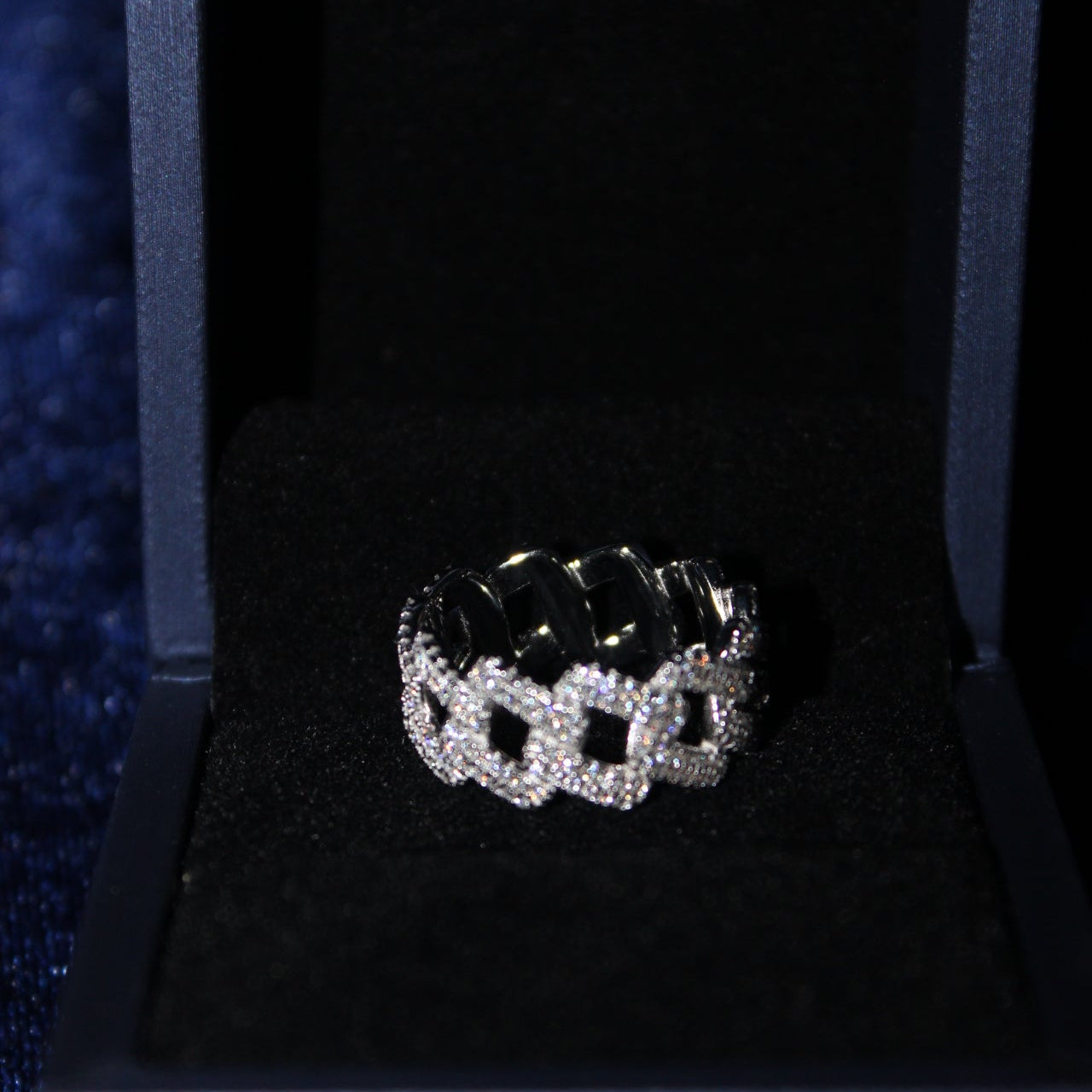 11mm 2 Row CUban Link Ring Moissanite S925