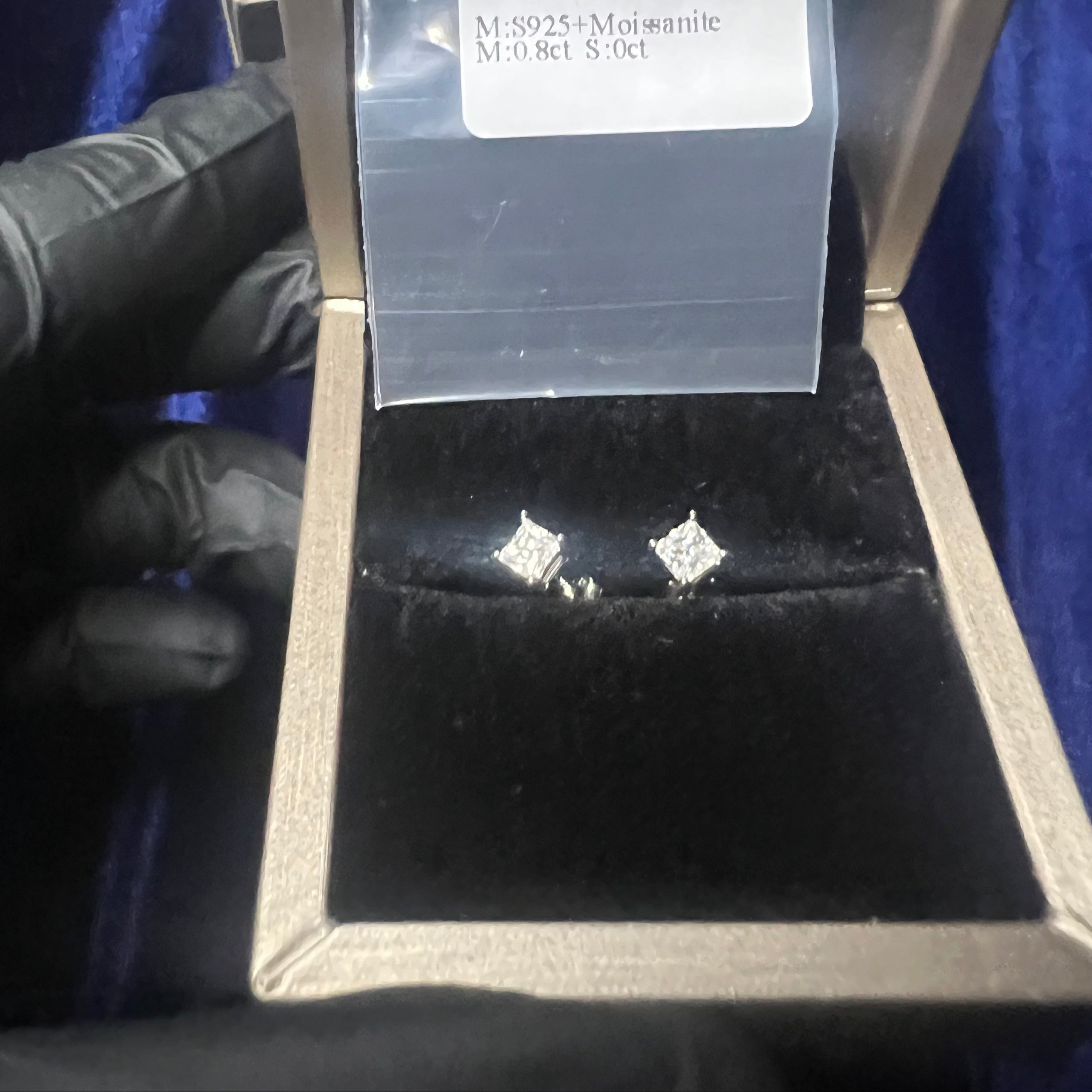 Princess Cut Square Stud Earrings Moissanite S925