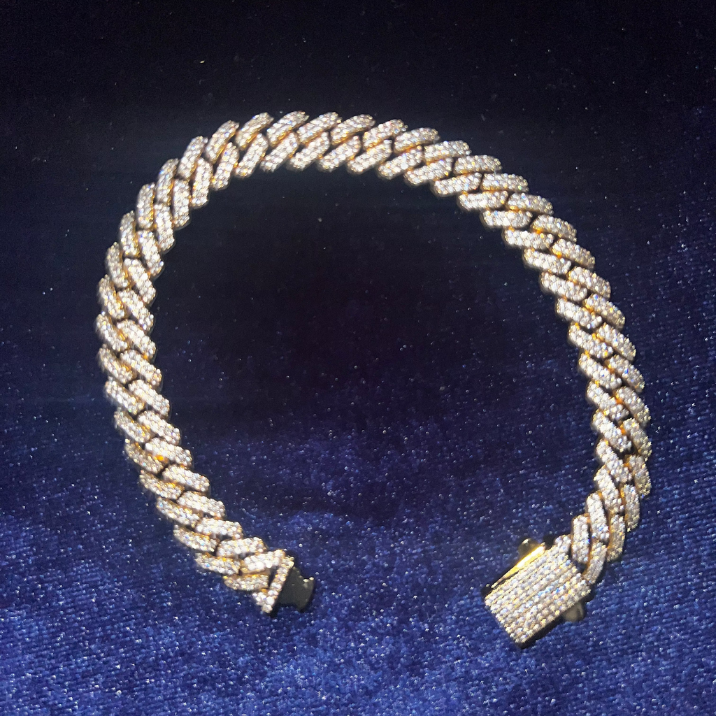 8-14mm 2 Row Cuban Link Bracelet Moissanite S925