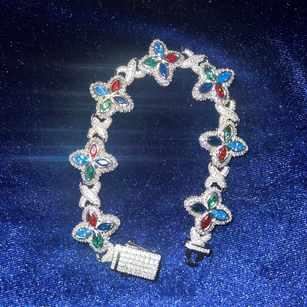 Marquise Flower Infinity Link Bracelet Moissanite S925