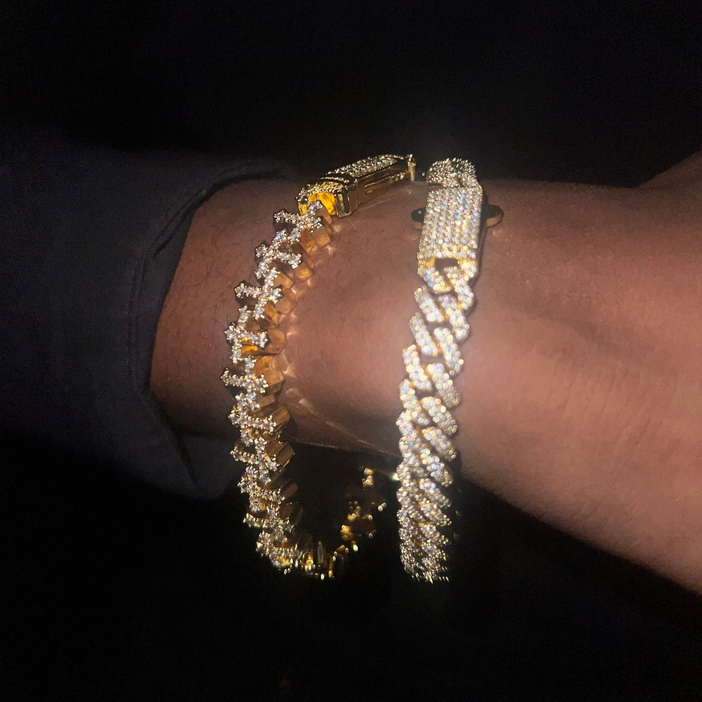 8-14mm 2 Row Cuban Link Bracelet Moissanite S925