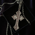 3D Baguette + Round Single Cross Pendant Moissanite S925
