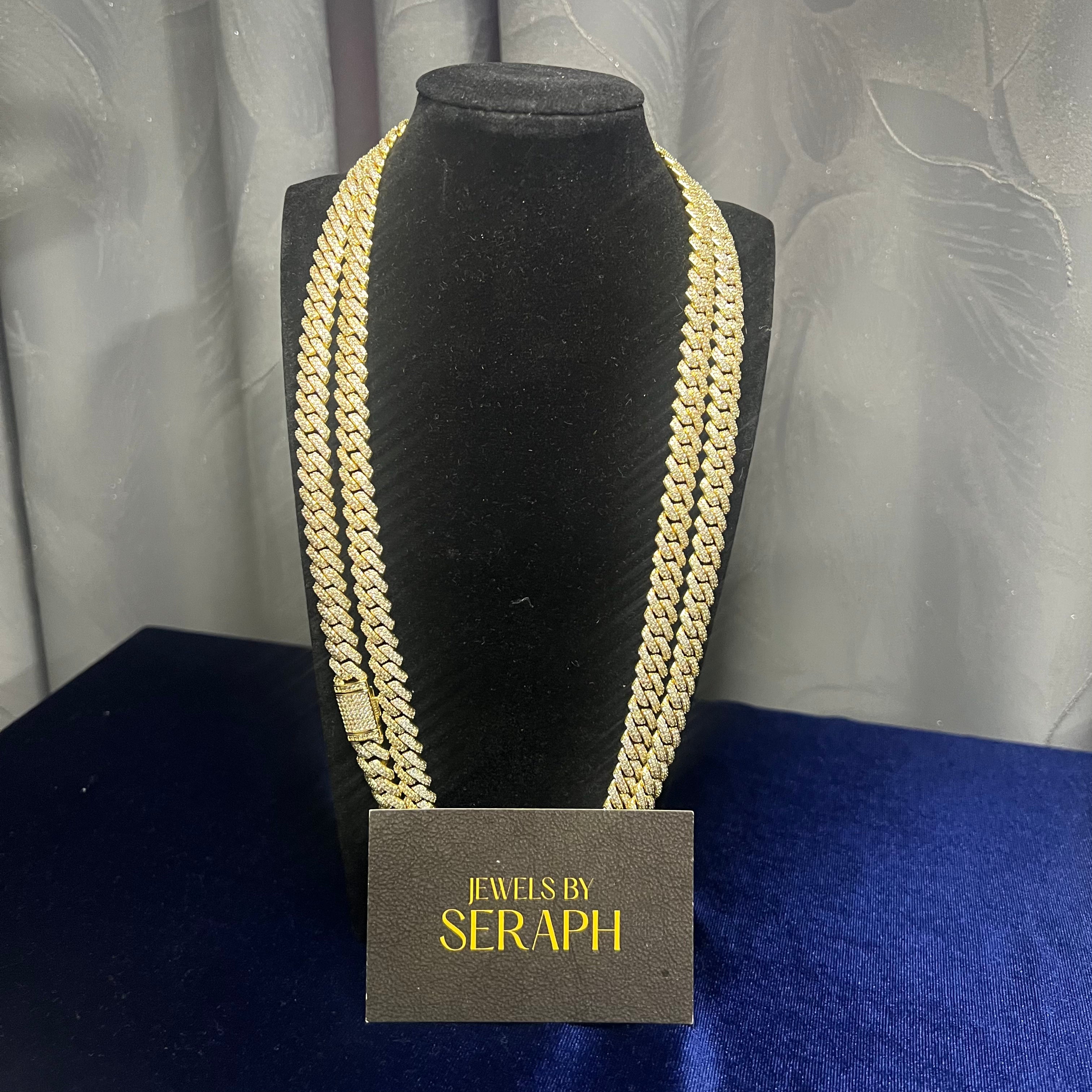 8mm 2 Row Cuban Link Chain Moissanite S925