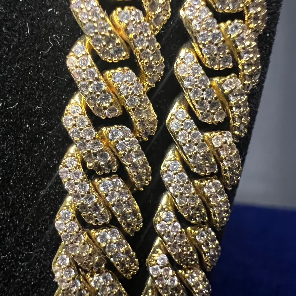 8mm 2 Row Cuban Link Chain Moissanite S925