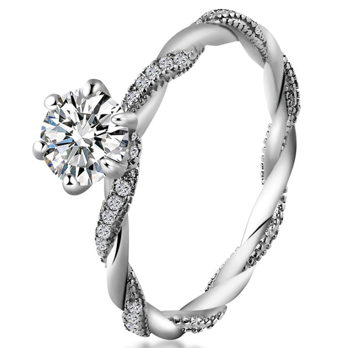 Round Cut Rope Ring Moissanite S925