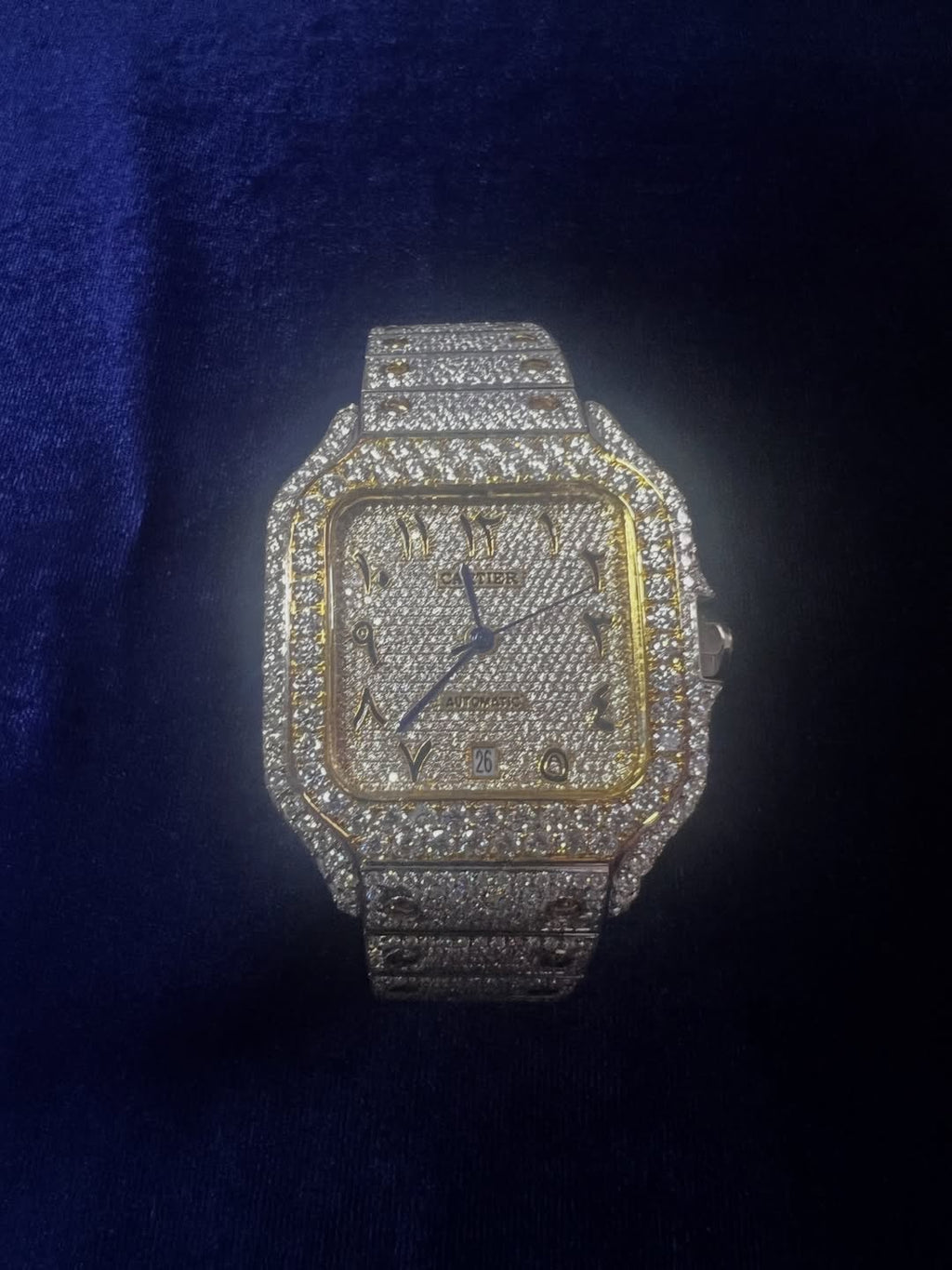 Moissanite Cartier Santos Arabic Dial (replica)