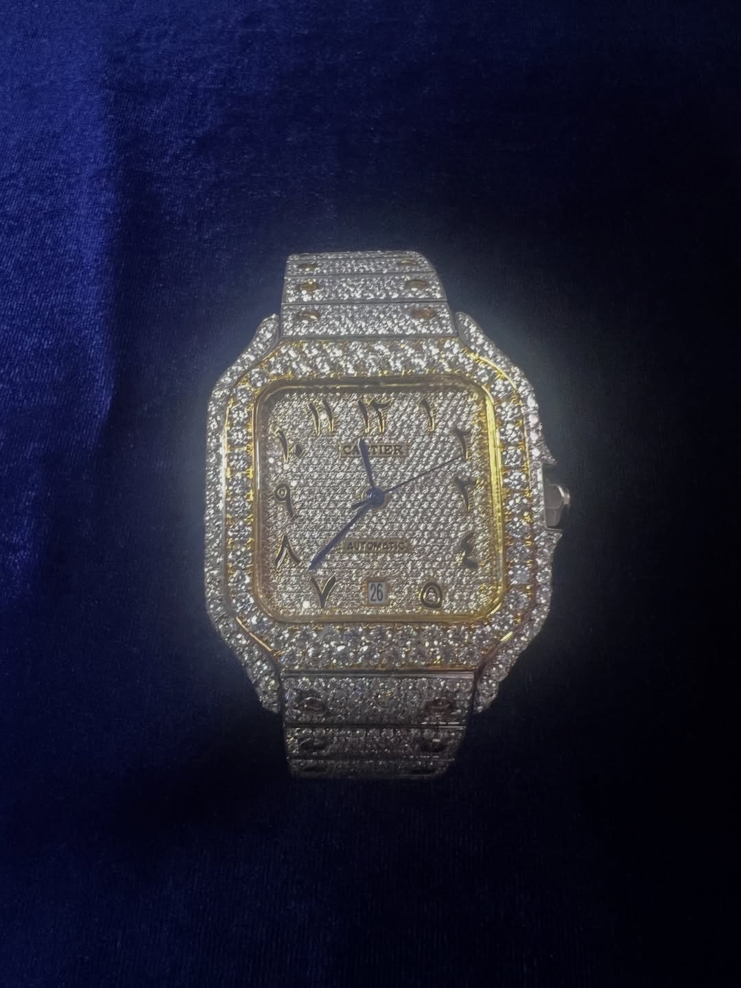 Moissanite Cartier Santos Arabic Dial (replica)