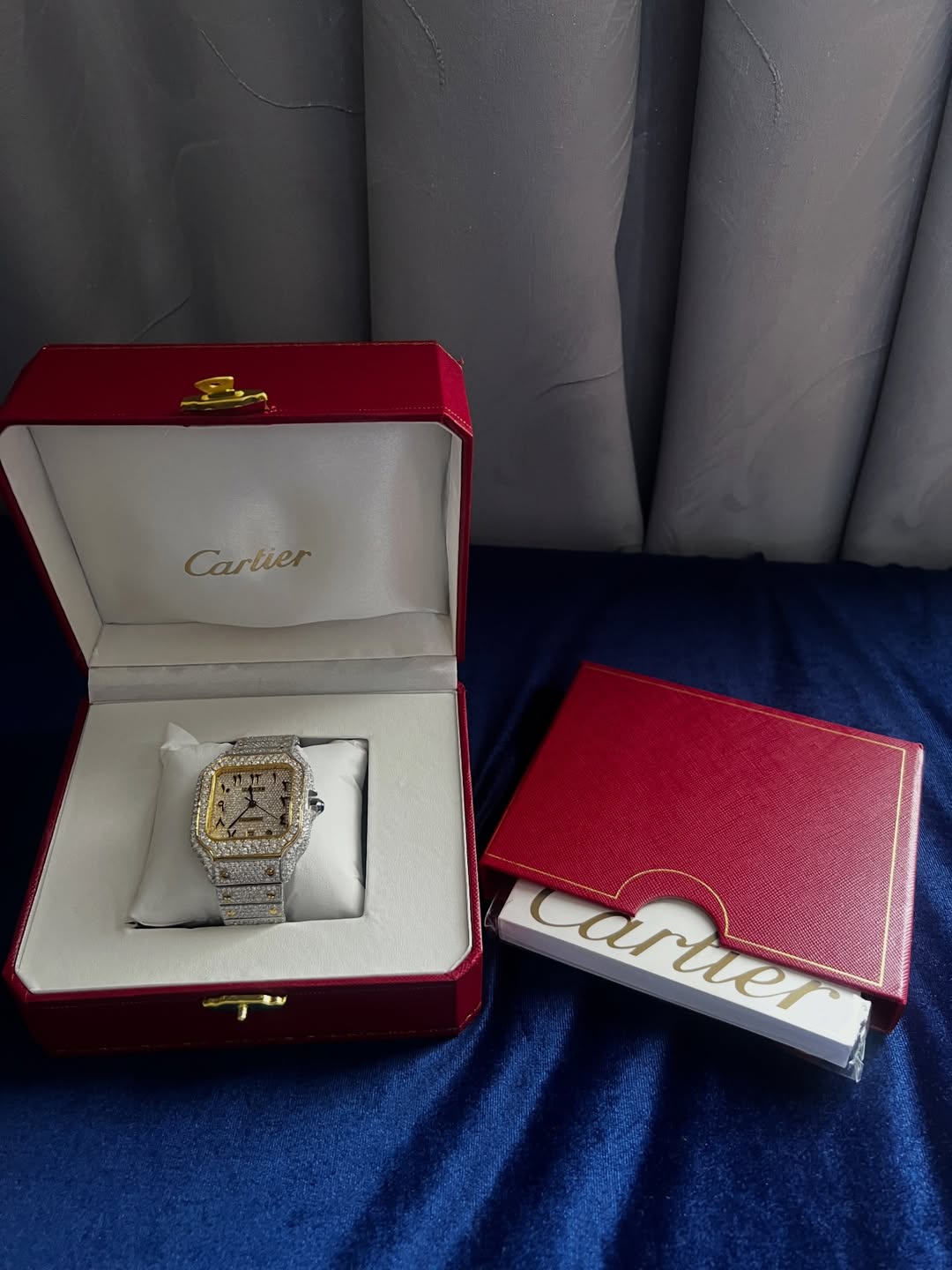 Moissanite Cartier Santos Arabic Dial (replica)