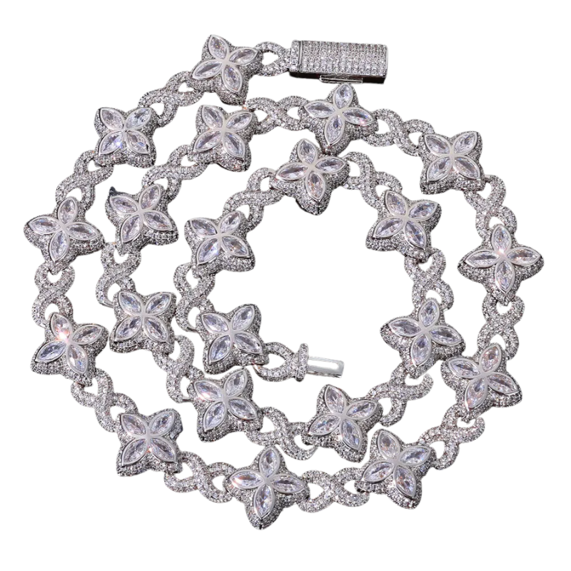 Marquise Flower Infinity Link Chain Moissanite S925