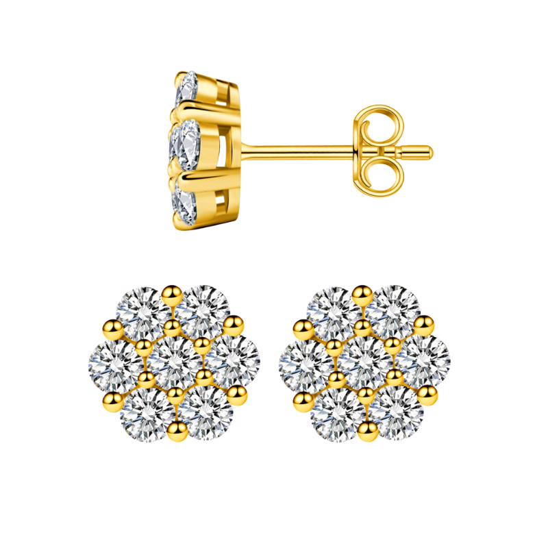 Flower Cluster Earrings Moissanite S925