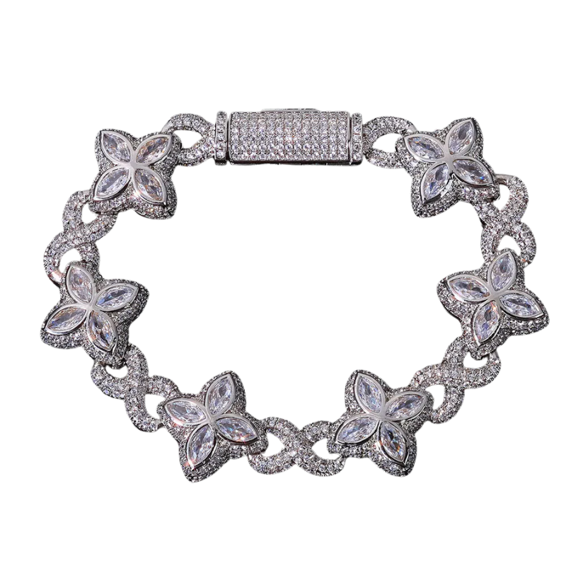 Marquise Flower Infinity Link Bracelet Moissanite S925