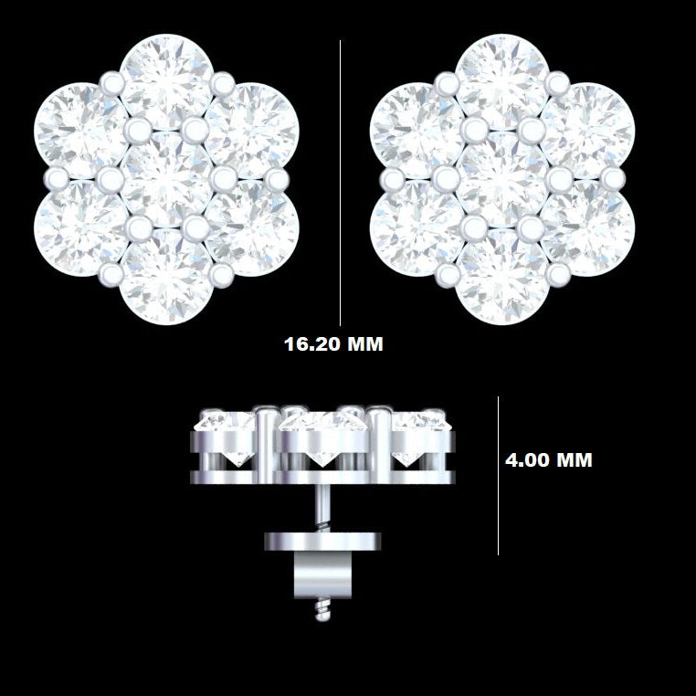 Flower Cluster Earrings Moissanite S925