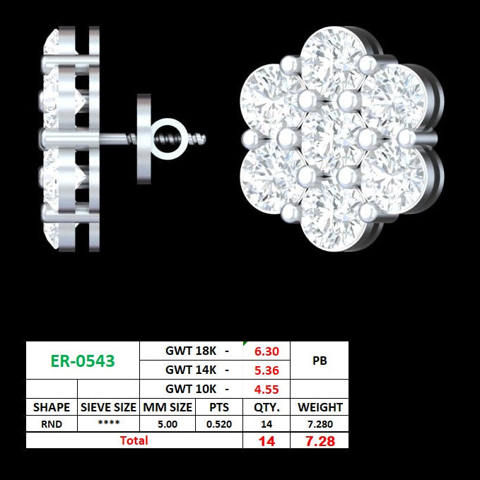 Flower Cluster Earrings Moissanite S925
