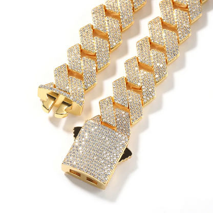 Moissanite + 925 Cuban Link Chain (Prong Style)