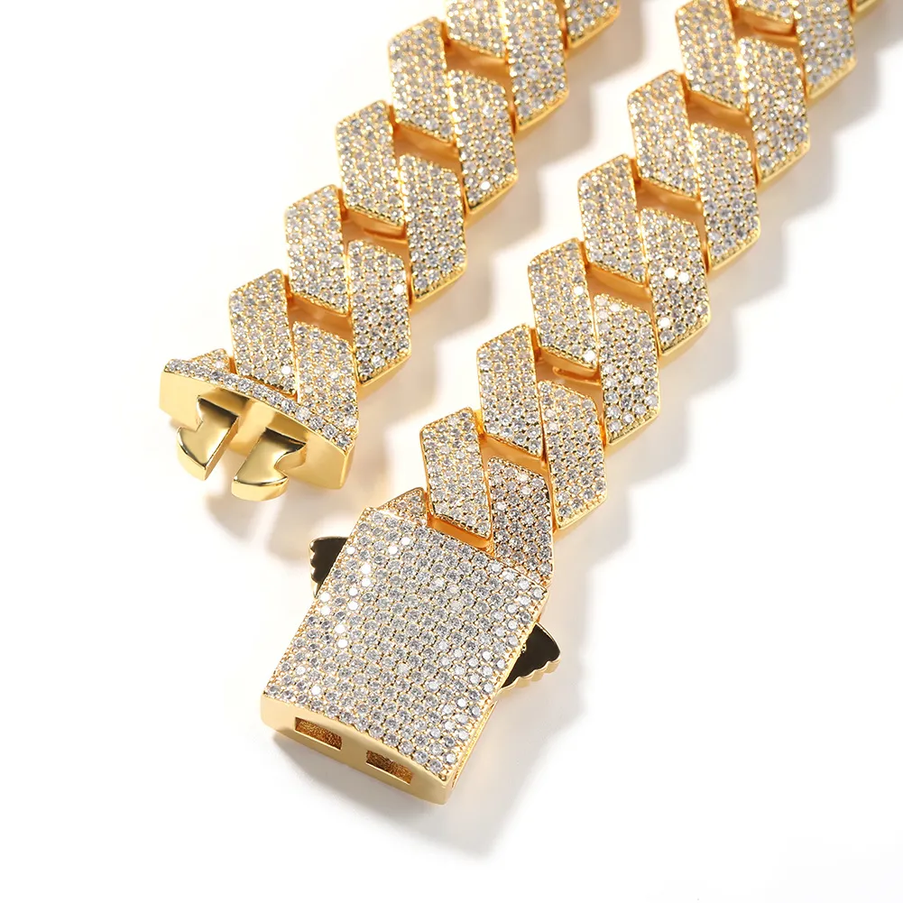 20mm 4 row Cuban Link Chain Moissanite S925