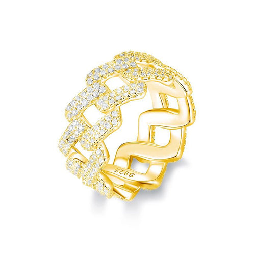 11mm 2 Row CUban Link Ring Moissanite S925
