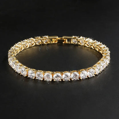 5Mm Hip Hop Tennis Chain Bracelets Bling Gold Plated Men Women Party Jewelry Gift