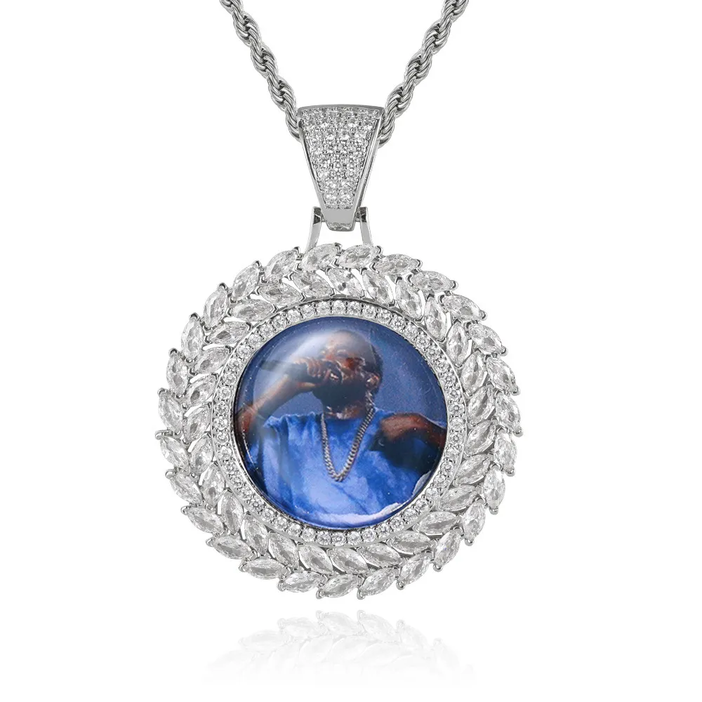 Custom Photo Circle Pendant Moissanite S925