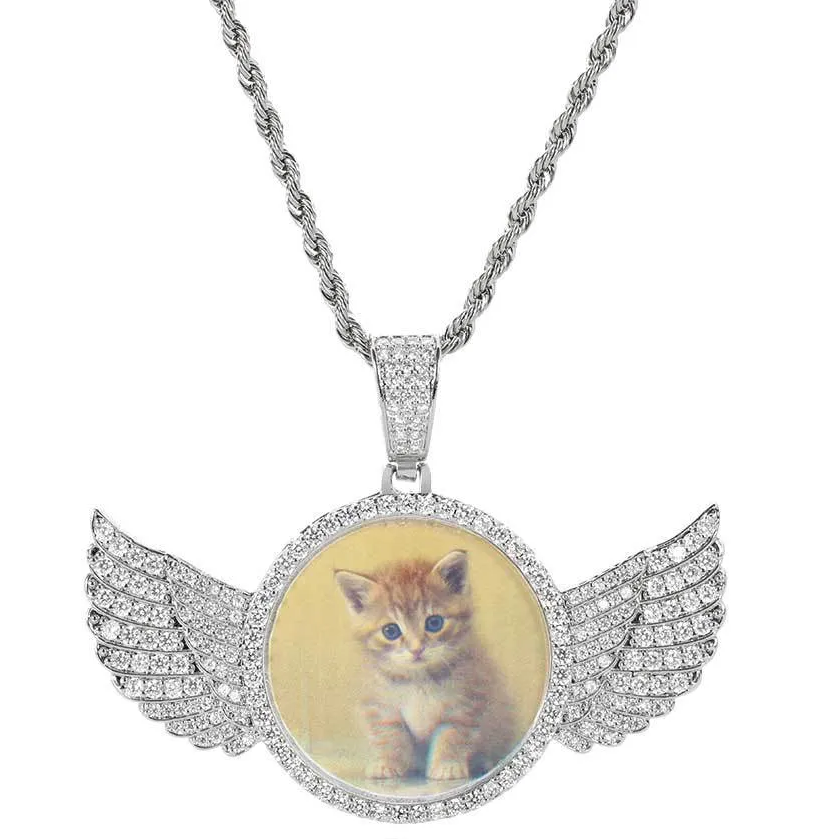 Custom Photo Circle Pendant Moissanite S925