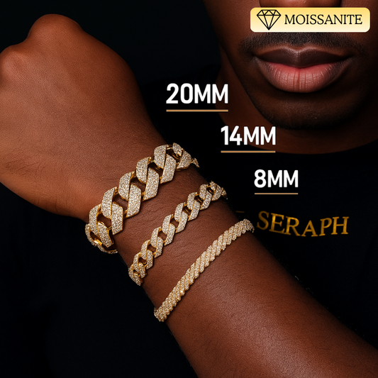 Moissanite + 925 Cuban Link Bracelet (Prong Style)