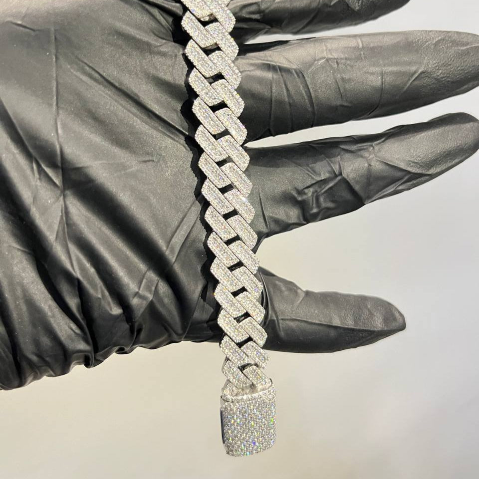 Moissanite + 925 Cuban Link Chain (Prong Style)