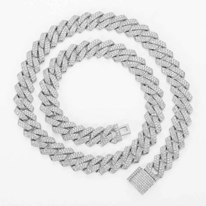Moissanite + 925 Cuban Link Chain (Prong Style)